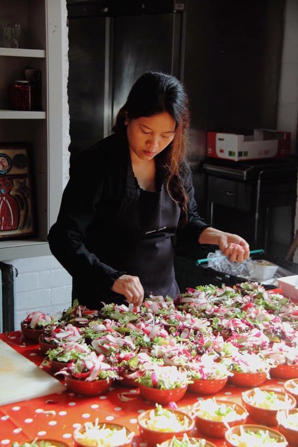 Fayre Do's catering staff making the finishing touches to delicious meals.